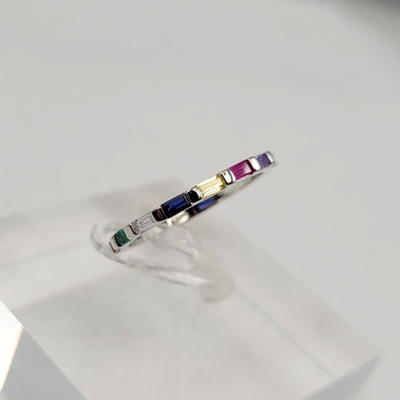 Sterling Silver Rainbow Eternity Band - Picture 3 of 10